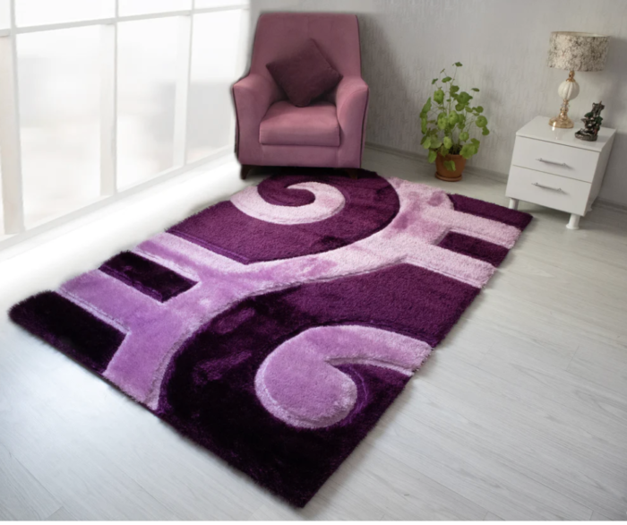 3D Shaggy PURPLE Area Rug - 3D666