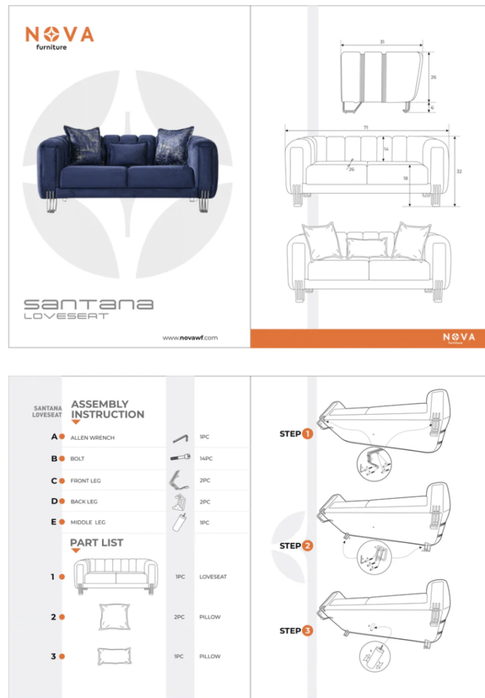 Santana Ivory Velvet Loveseat - Image 6