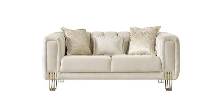 Santana Ivory Velvet Loveseat - Image 2