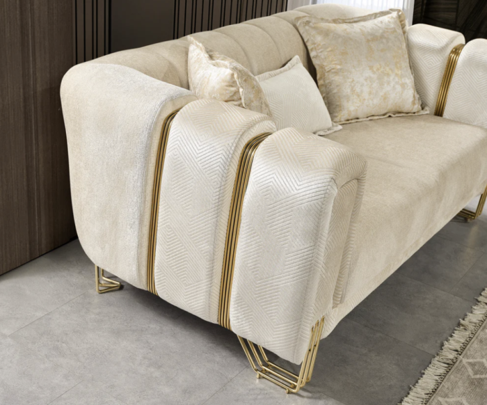 Santana Ivory Velvet Loveseat - Image 4