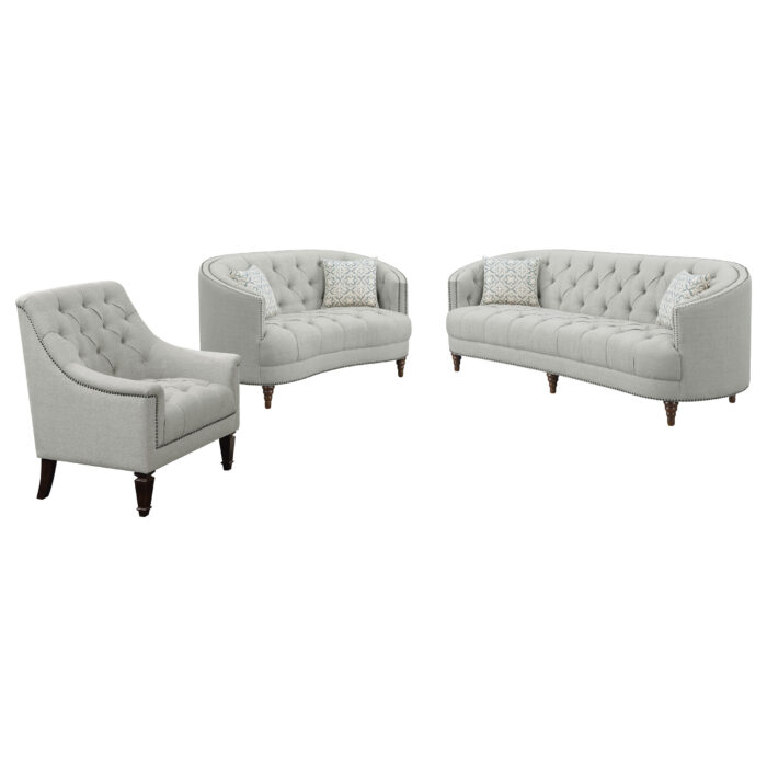 Avonlea 3-piece Upholstered Sloped Arm Sofa Set Grey Fabric - Image 2