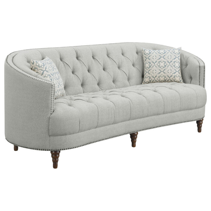 Avonlea 3-piece Upholstered Sloped Arm Sofa Set Grey Fabric - Image 3