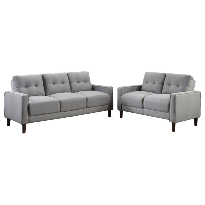 Bowen 2-piece Upholstered Track Arm Tufted Sofa Set Grey - Image 6