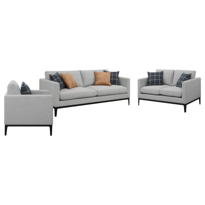Apperson 3-piece Upholstered Track Arm Sofa Set Light Grey - Image 2
