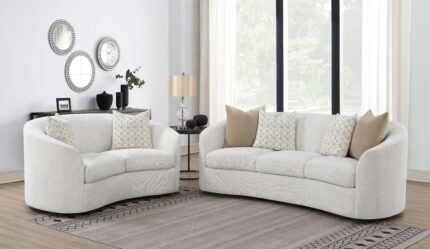 Rainn 2-piece Boucle Upholstered Sloped Arm Sofa Set Latte