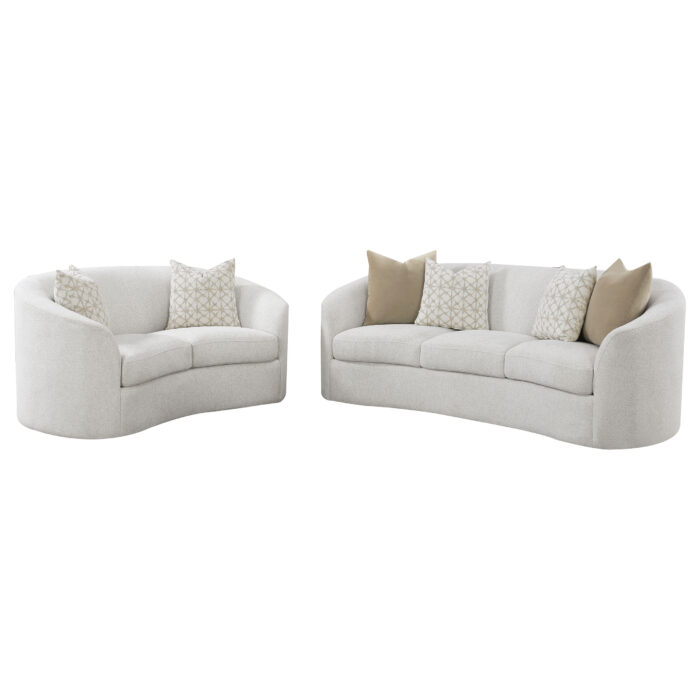Rainn 2-piece Boucle Upholstered Sloped Arm Sofa Set Latte - Image 2