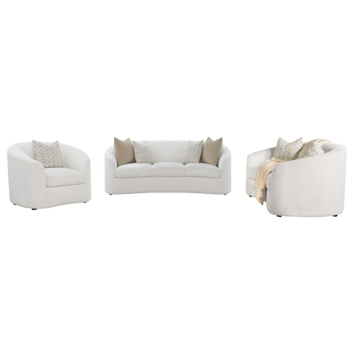 Rainn 3-piece Boucle Upholstered Sloped Arm Sofa Set Latte - Image 2