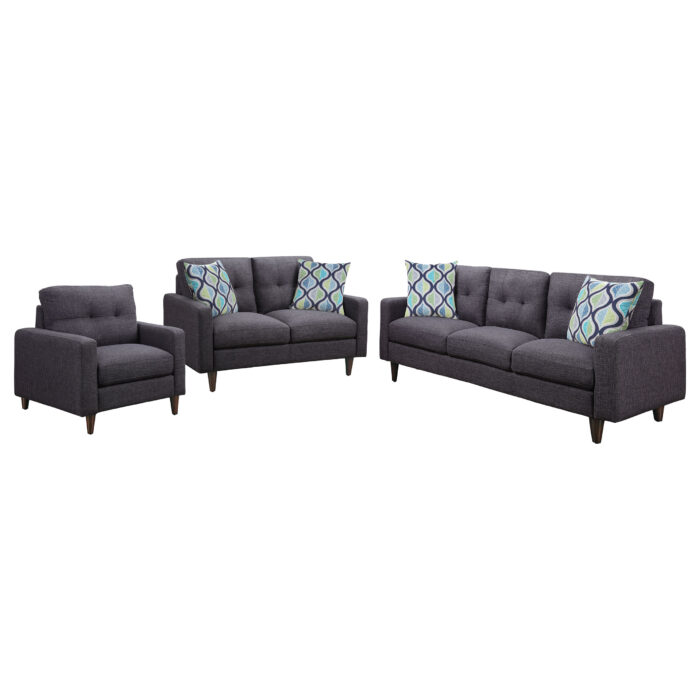 Watsonville 3-piece Upholstered Track Arm Sofa Set Grey - Image 5