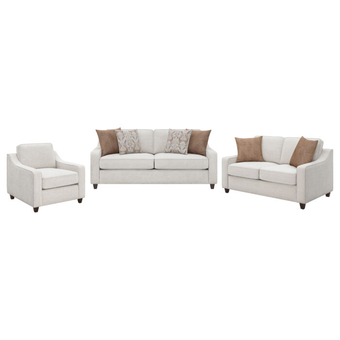 Christine 3-piece Upholstered Sloped Arm Sofa Set Beige - Image 2