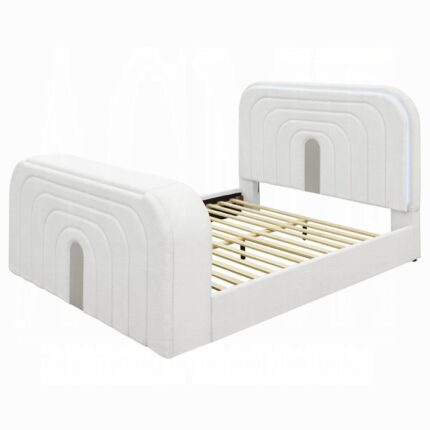 EK Bed w/LED, TV Cabinet, Fireplace & Bluetooth